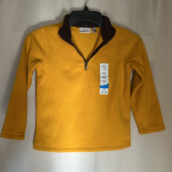 Boy M(5/6) Jumping Beans Gold Supper Soft Fleece Sweatshirt 1/4 zipper. NEW - Picture 2 of 6